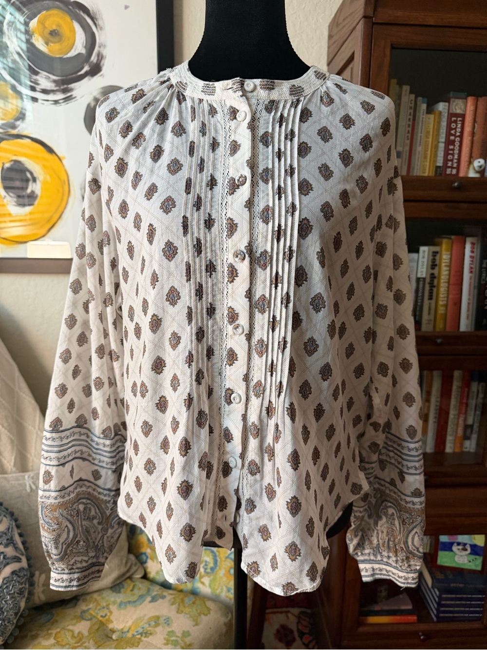 Veronica Beard Lollie Paisley Blouse Dove Multi Size S
